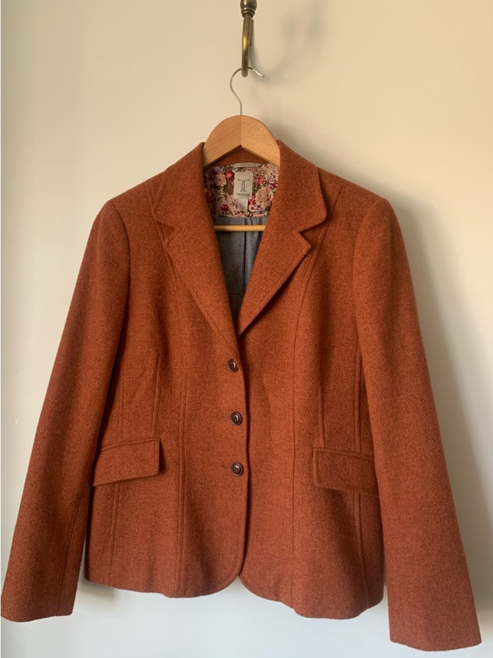 Tristan Rust Orange Wool-Blend Tailored Blazer